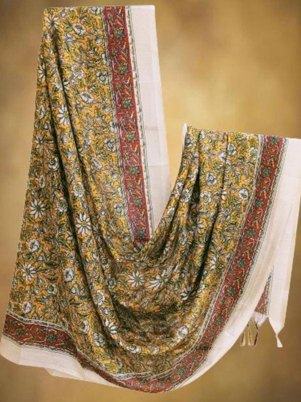 Floral Printed Art Silk Dupatta/shawl/stole