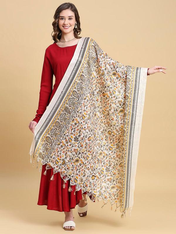 Floral Printed Art Silk Dupatta/shawl/stole