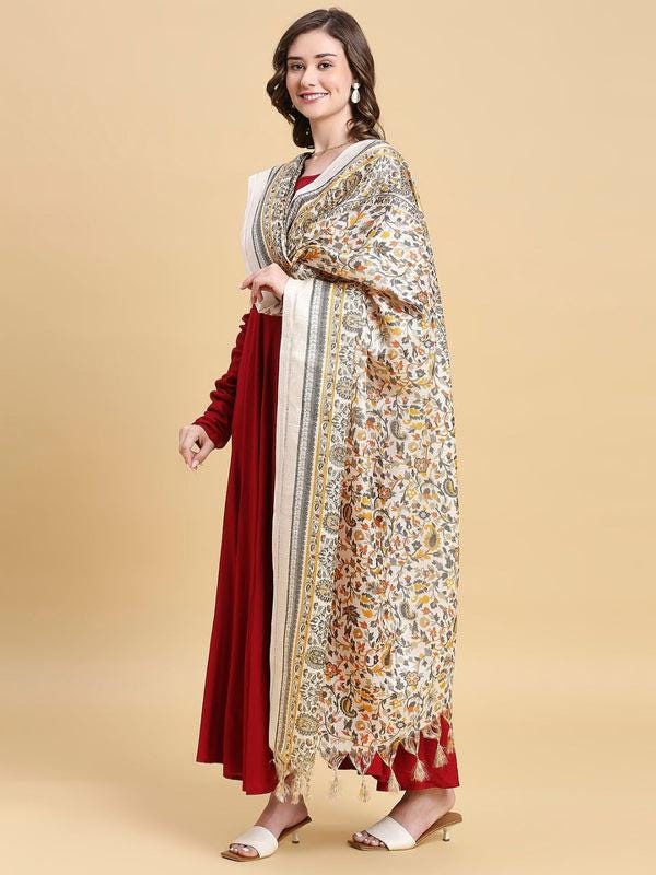 Floral Printed Art Silk Dupatta/shawl/stole