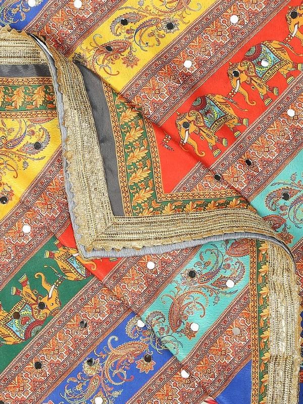 Multicolour Digitally Printed Pakistani Mirror Work Dupatta/shawl/stole