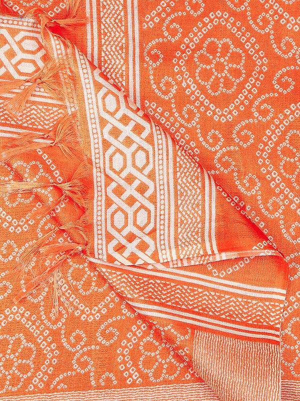 Bandhani Orange and Pink color art silk dupatta/shawl/stole