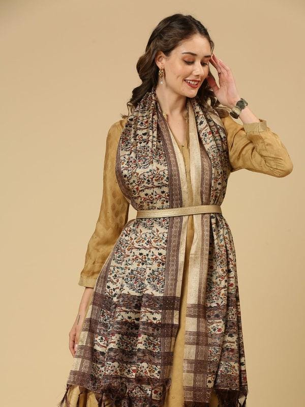 Beige color art silk dupatta/shawl/stole
