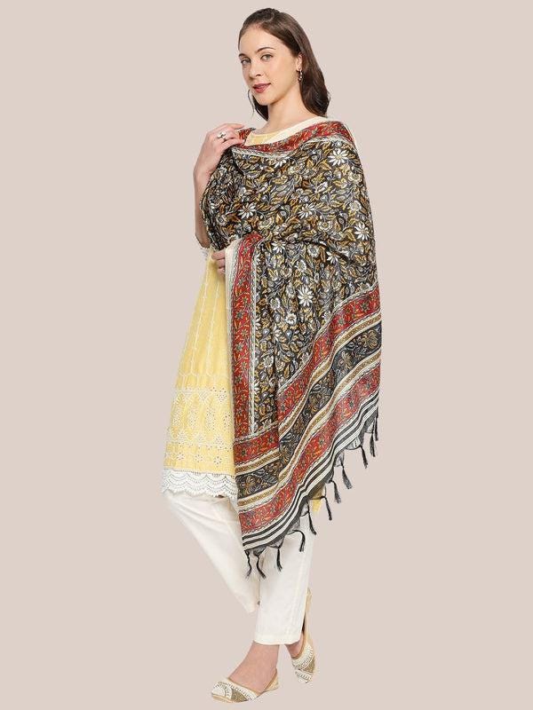Black and red color art silk dupatta/shawl/stole