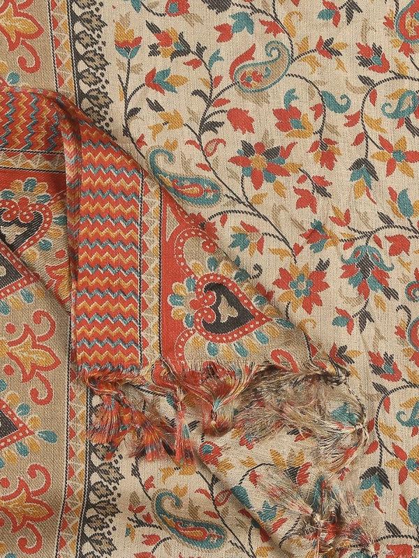 Floral Printed Art Silk Dupatta Beige Red/shawl/stole