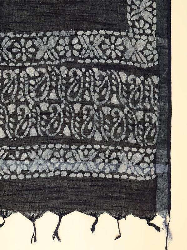 Blended Silk Indigo Batik Dupatta Indigo/shawl/stole