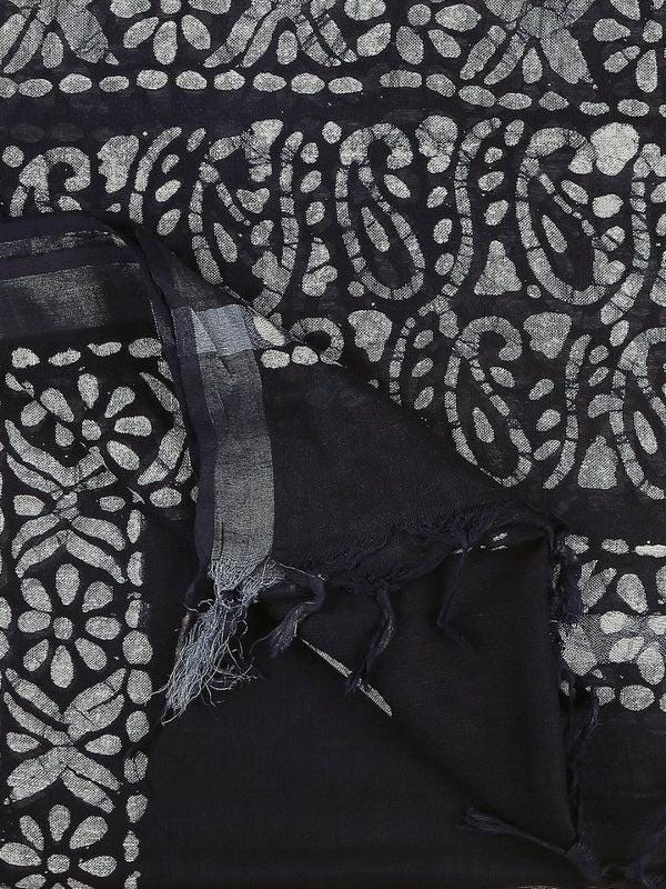 Blended Silk Indigo Batik Dupatta Indigo/shawl/stole
