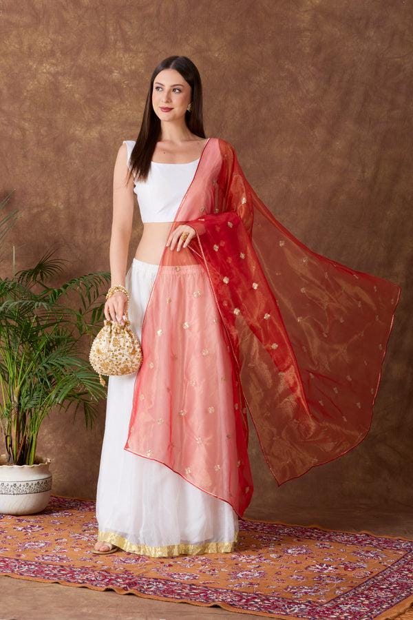 Sequinned Shimmer Tissue Silk Dupatta/shawl/stole