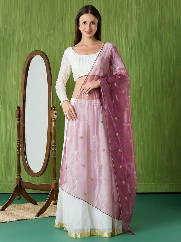 Sequinned Shimmer Tissue Silk Dupatta/shawl/stole