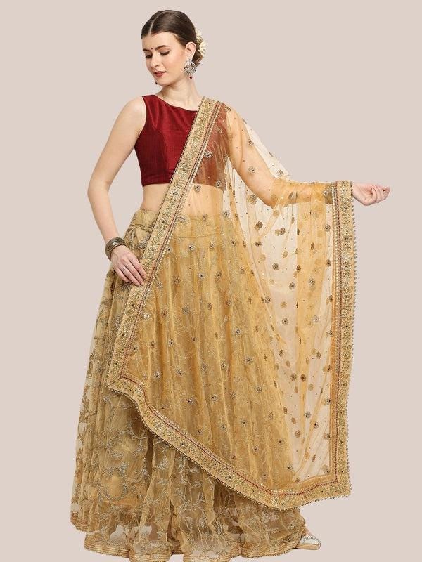 Gold Bridal & Wedding Wear Net Dupatta/shawl/stole