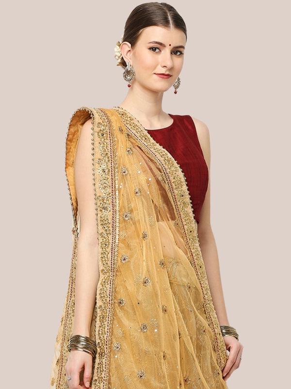 Gold Bridal & Wedding Wear Net Dupatta/shawl/stole