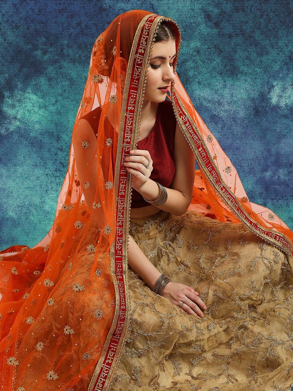 Bridal Sada Saubhagyawati Bhav Net Dupatta/shawl/stole