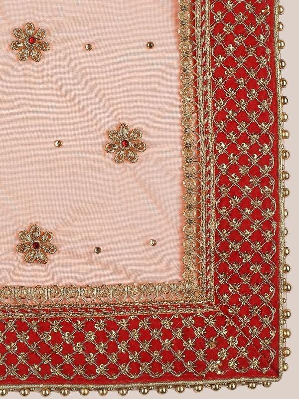 Embroidered Orange Bridal/Wedding Wear Net Dupatta/shawl/stole