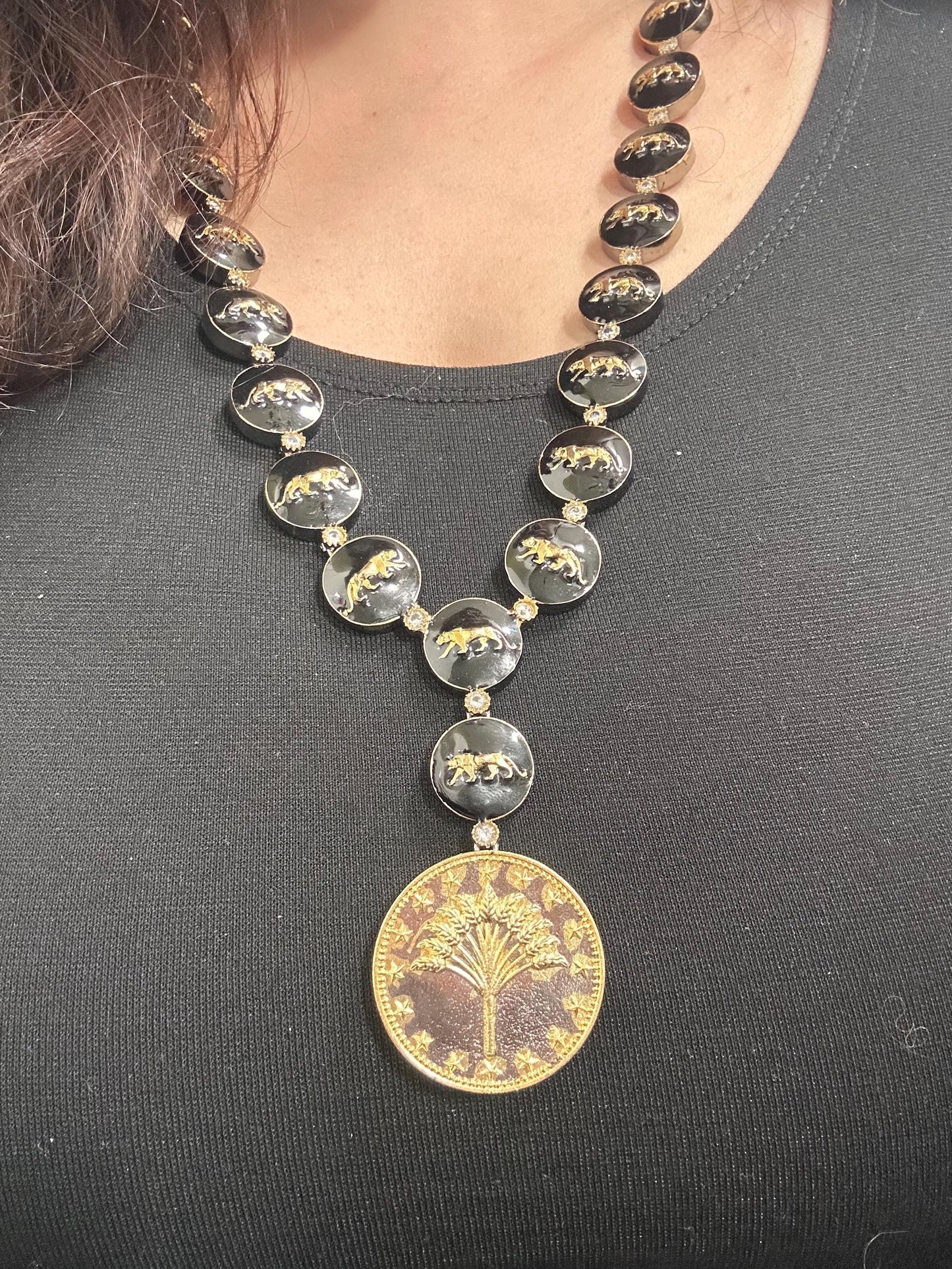 Premium long necklace set with enamel work Sabyasachi inspired design