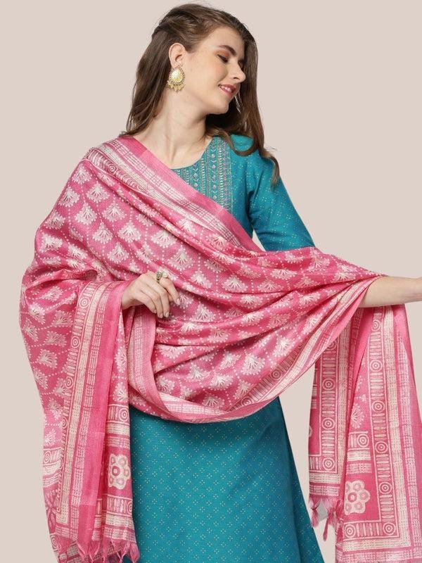 Floral Printed Art Silk Dupatta/shawl/stole