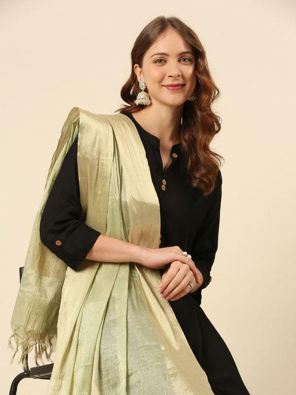 Pista Green Two Tone Banarasi Tissue Dupatta/shawl/stole