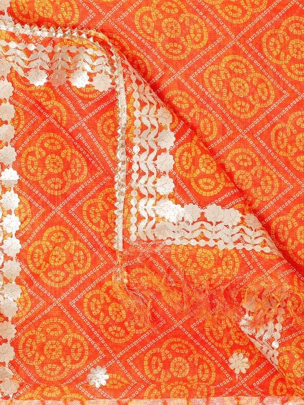 Ikat Printed Kota Cotton Dupatta With Gotta Patti Border dupatta/shawl/stole