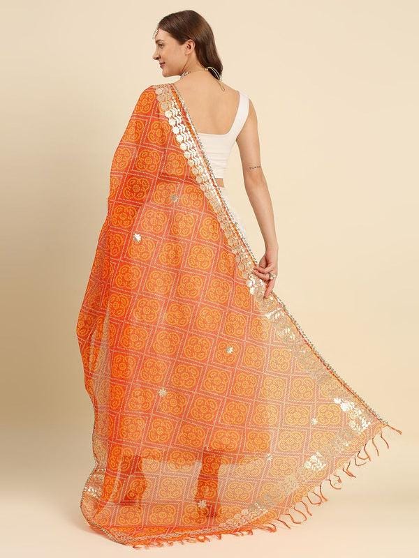 Ikat Printed Kota Cotton Dupatta With Gotta Patti Border dupatta/shawl/stole