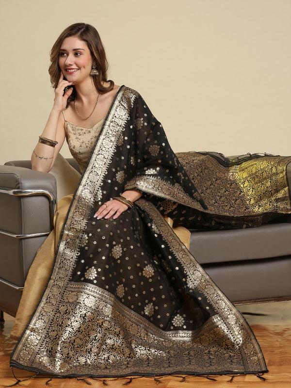 Banarasi Dupatta in Chanderi Blended Silk With Gold Weaving/shawl/stole