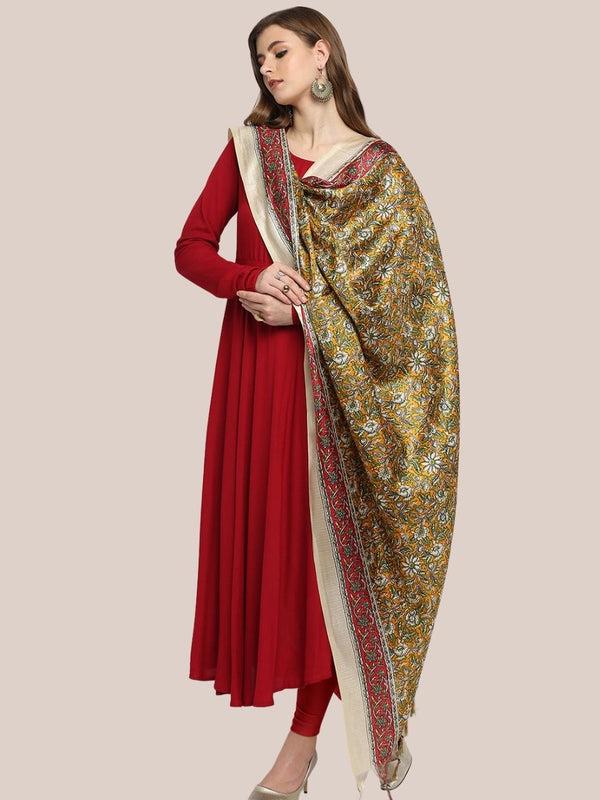 Floral Printed Art Silk Dupatta/shawl/stole
