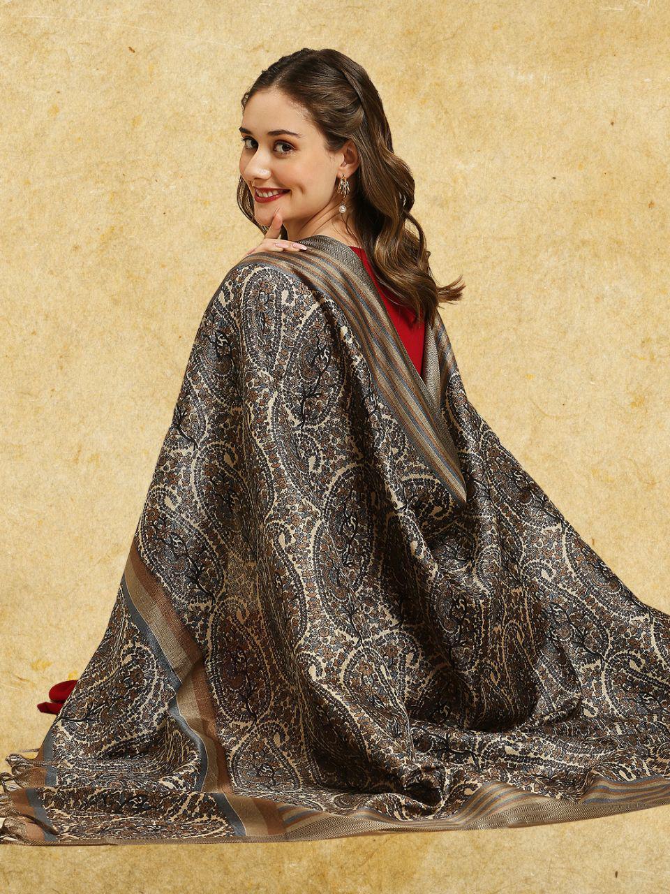 Paisley Printed Art Silk Dupatta/shawl/stole