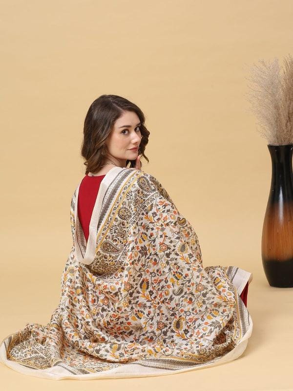 Floral Printed Art Silk Dupatta/shawl/stole