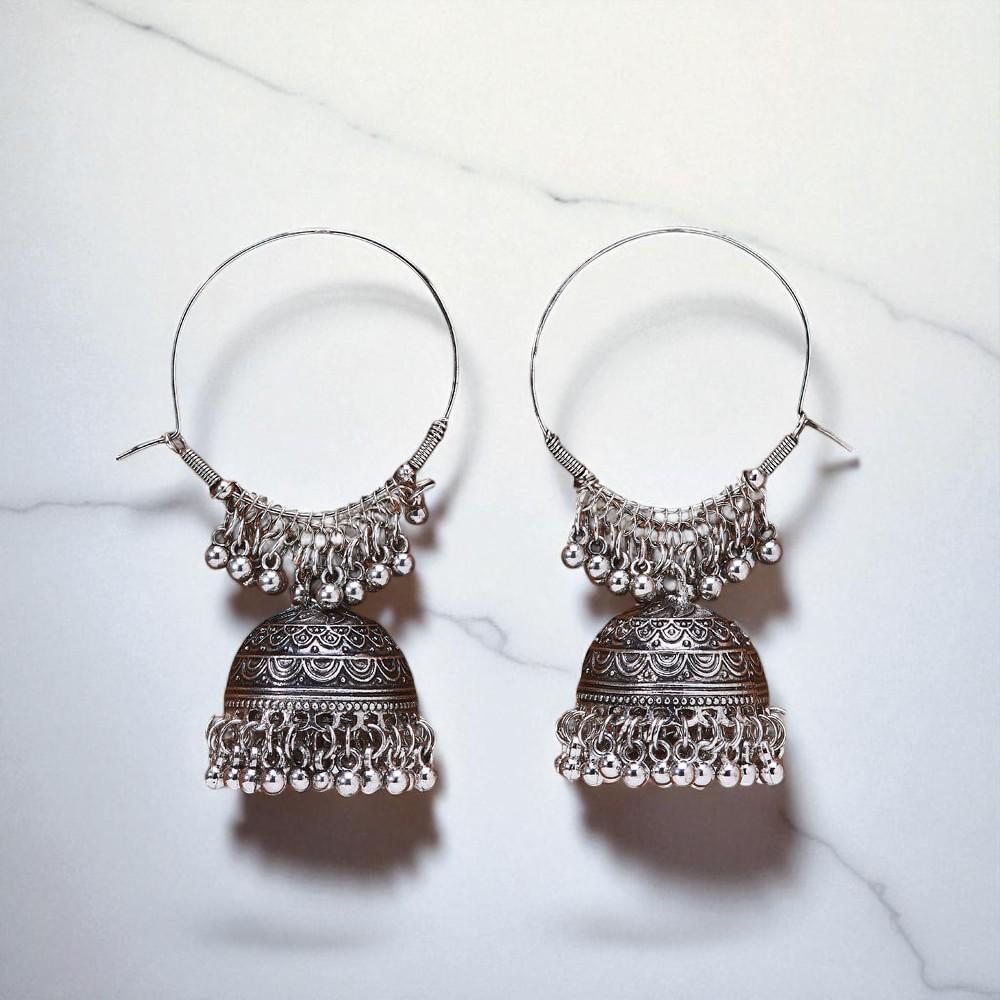 Jhumki With Oxidised Plating