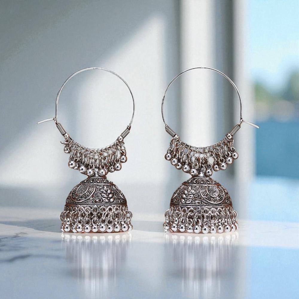 Jhumki With Oxidised Plating
