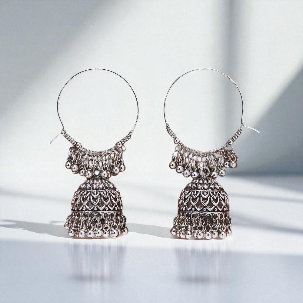 Jhumki With Oxidised Plating