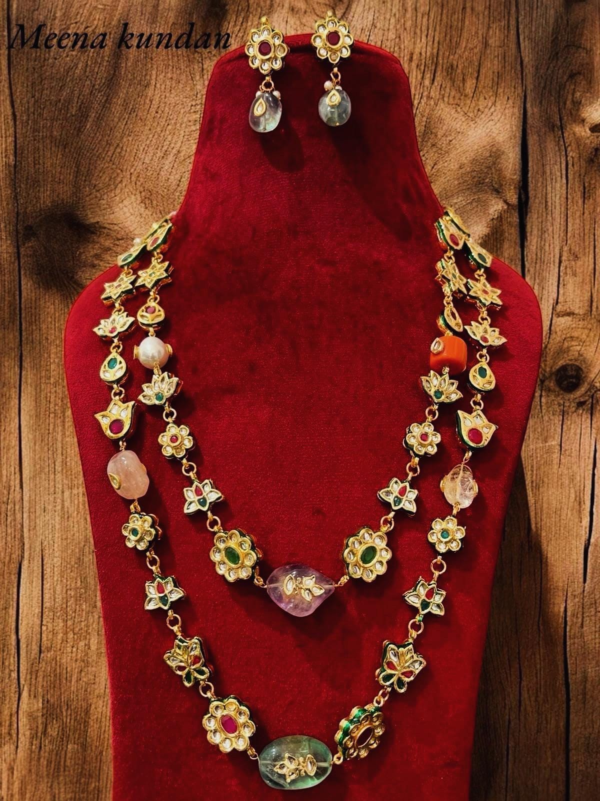 Meenakari Kundan Layered Necklace Set: Bollywood Style