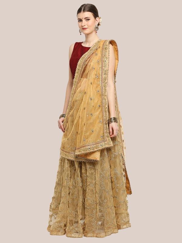 Gold Bridal & Wedding Wear Net Dupatta/shawl/stole