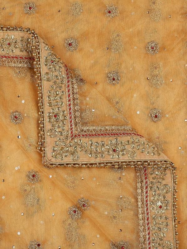 Gold Bridal & Wedding Wear Net Dupatta/shawl/stole