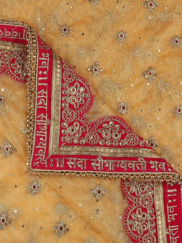 Bridal Sada Saubhagyawati Bhav Net Dupatta with heavy Border/shawl/stole