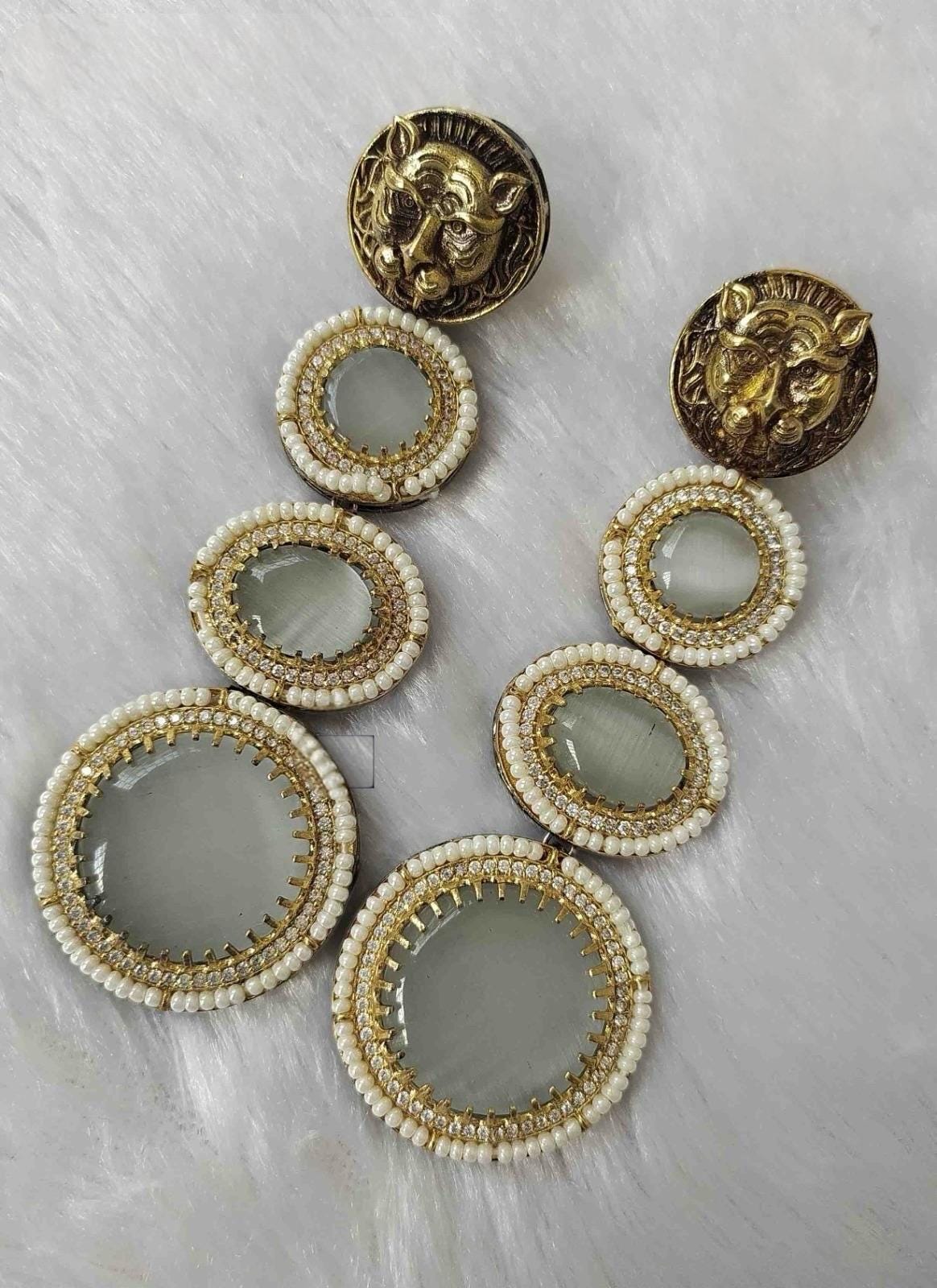 Sabyasachi inspired long earrings two tone