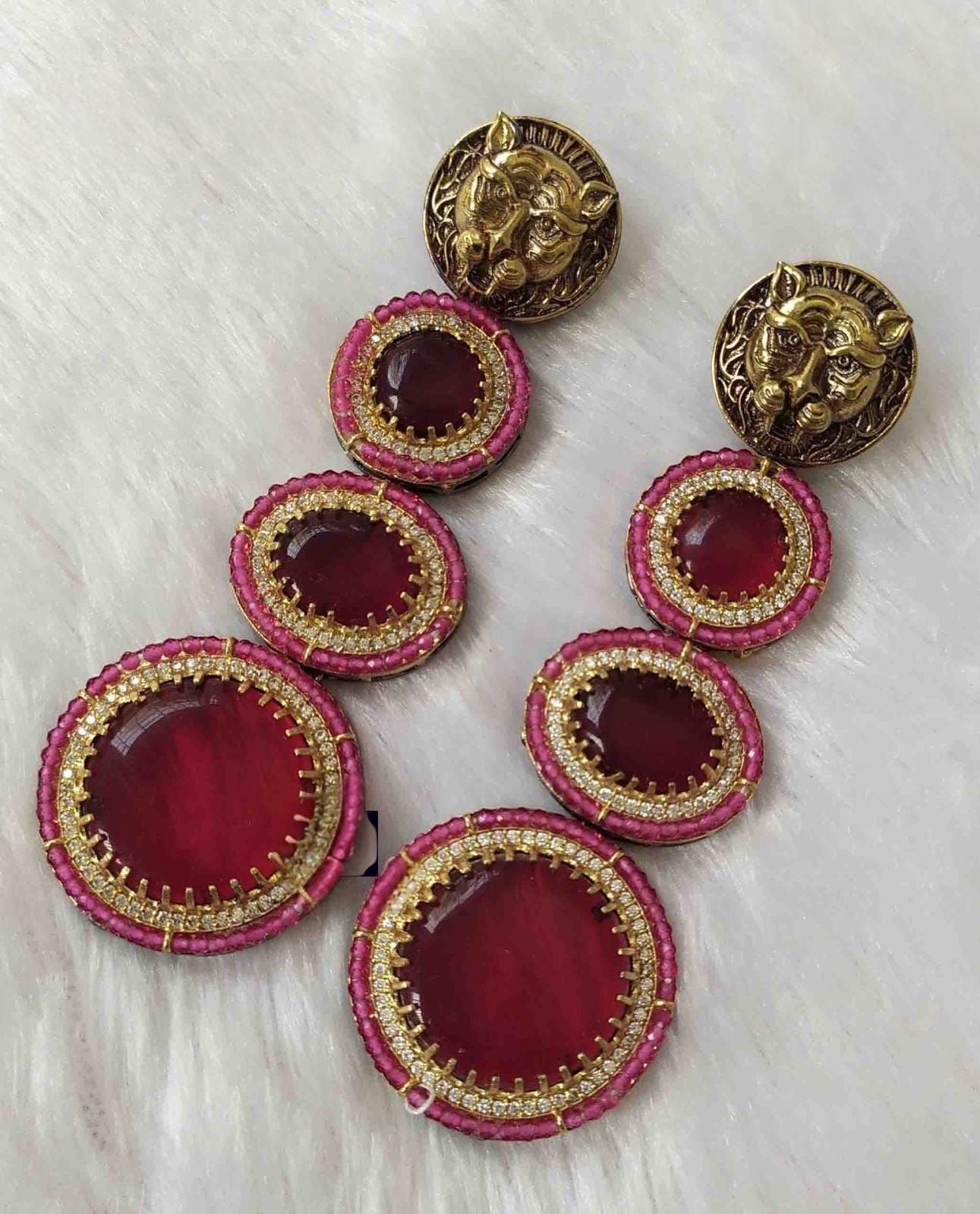 Sabyasachi inspired long earrings two tone