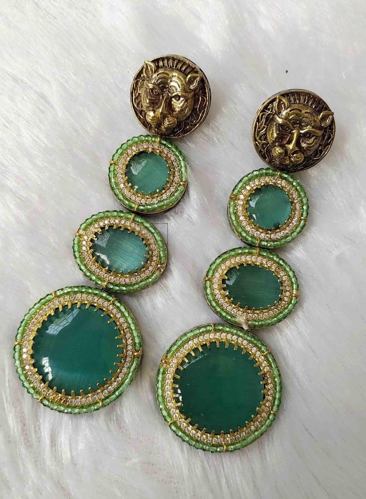 Sabyasachi inspired long earrings two tone