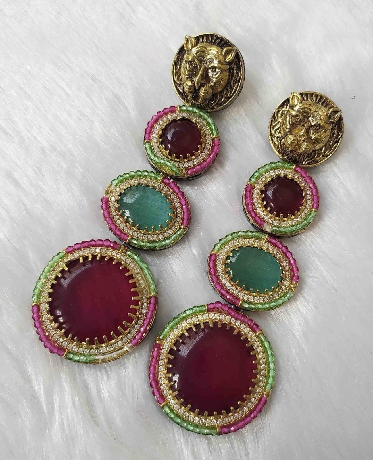 Sabyasachi inspired long earrings two tone
