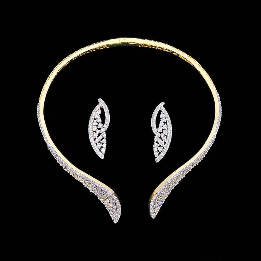 American Diamonds Cubic Zirconia Necklace Set With 2 tone Plating real diamond lookalike