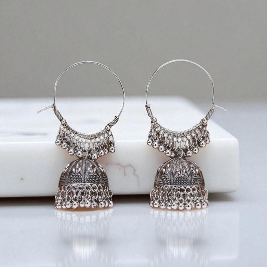 Jhumki With Oxidised Plating