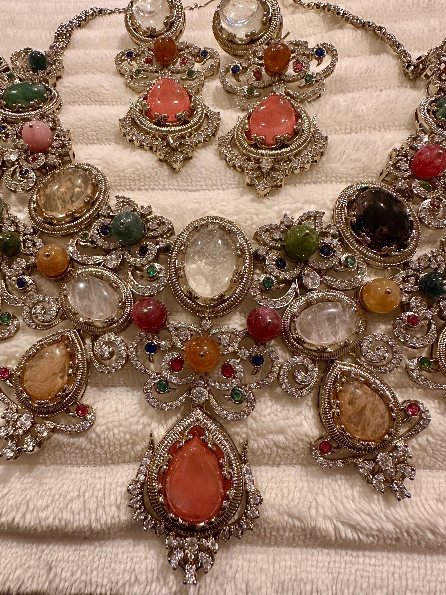 Precious stones handcrafted beauty made with 22k gold plated on brass and studded with American diamonds sabyasachi inspired