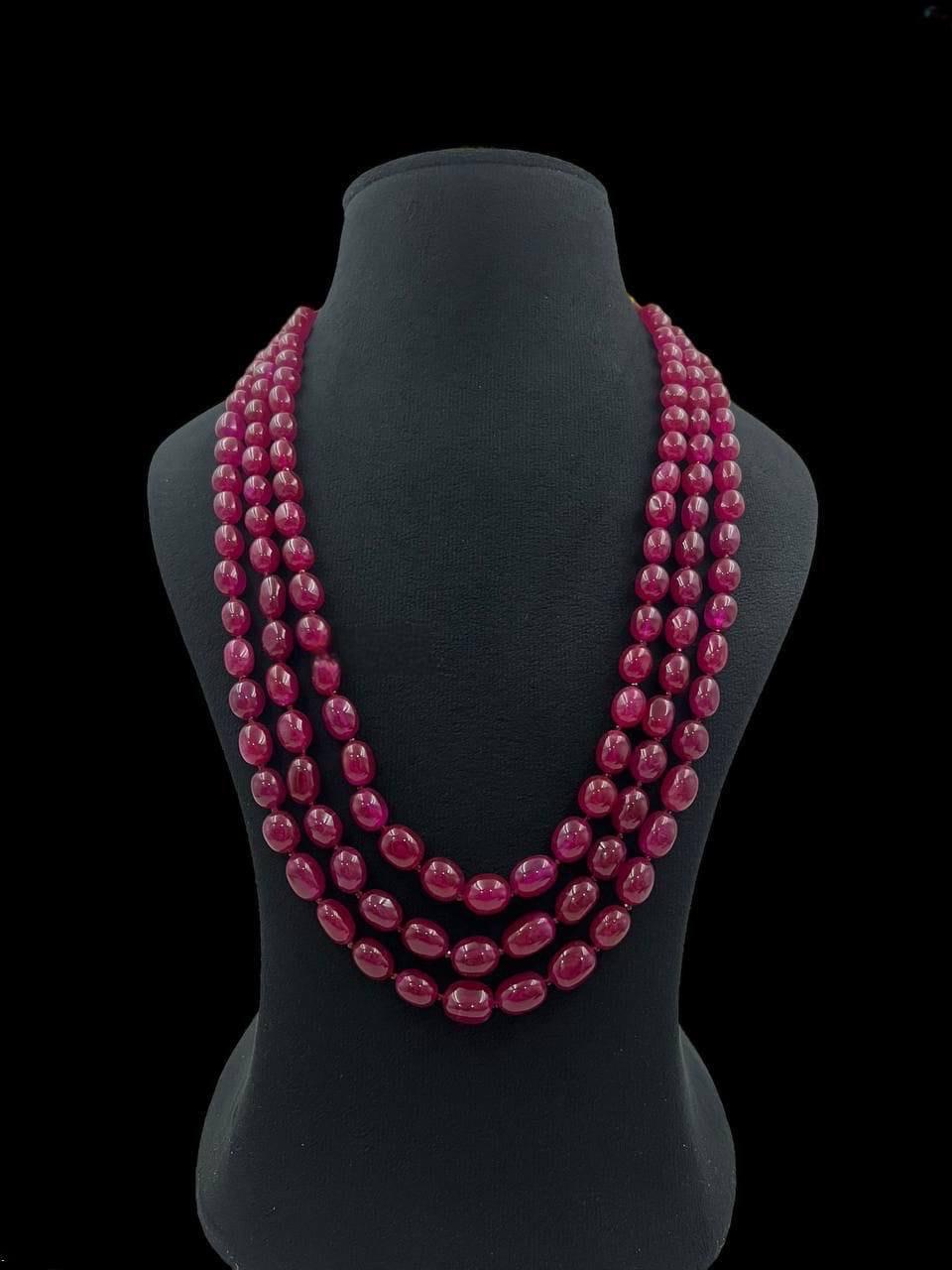 Beaded 3 Layered Necklace Set: Bollywood Style Gold Polished Jewelry