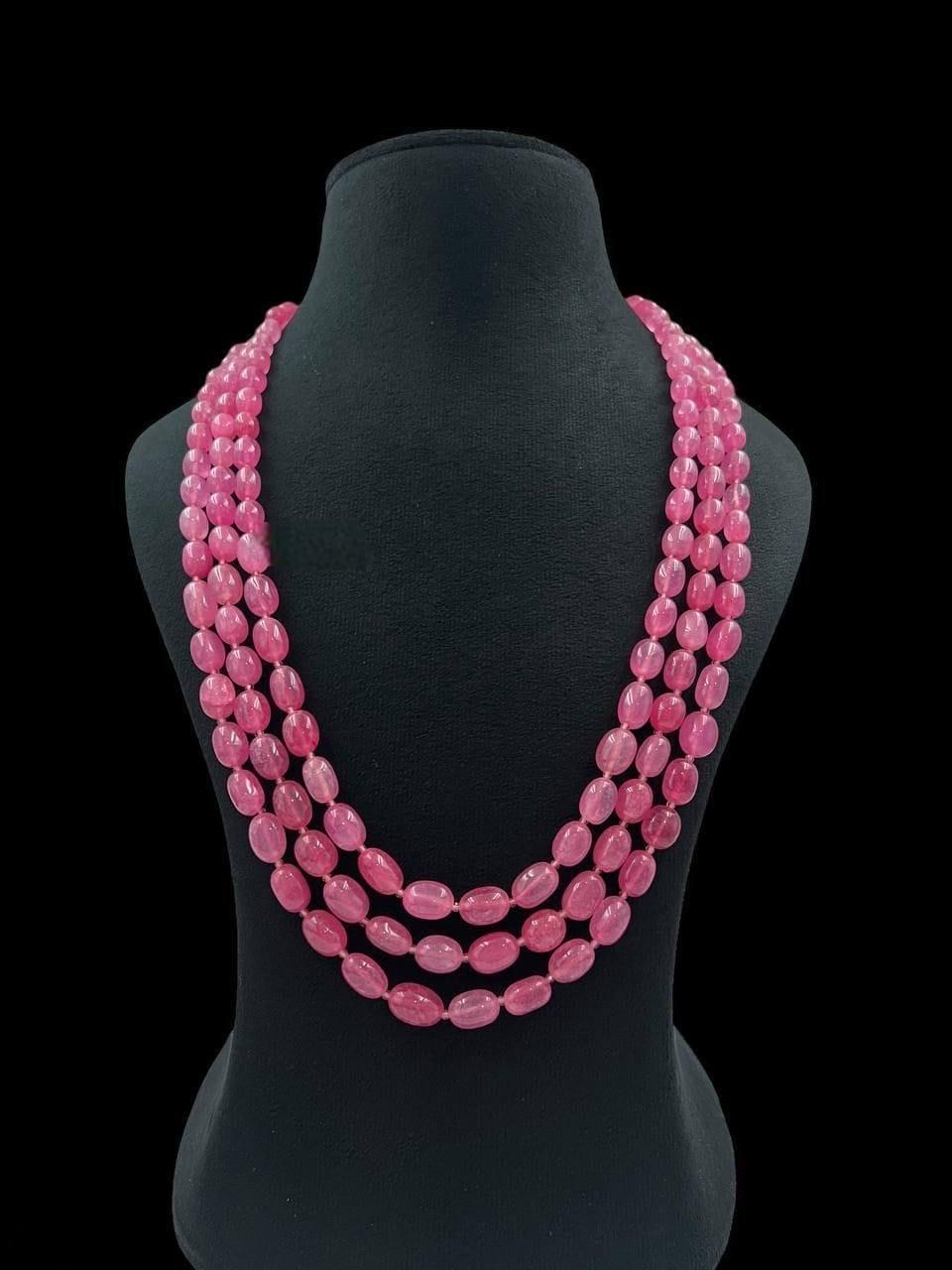 Beaded 3 Layered Necklace Set: Bollywood Style Gold Polished Jewelry