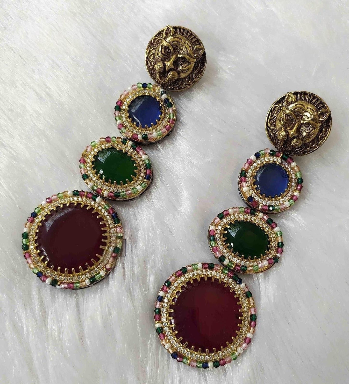 Sabyasachi inspired long earrings two tone