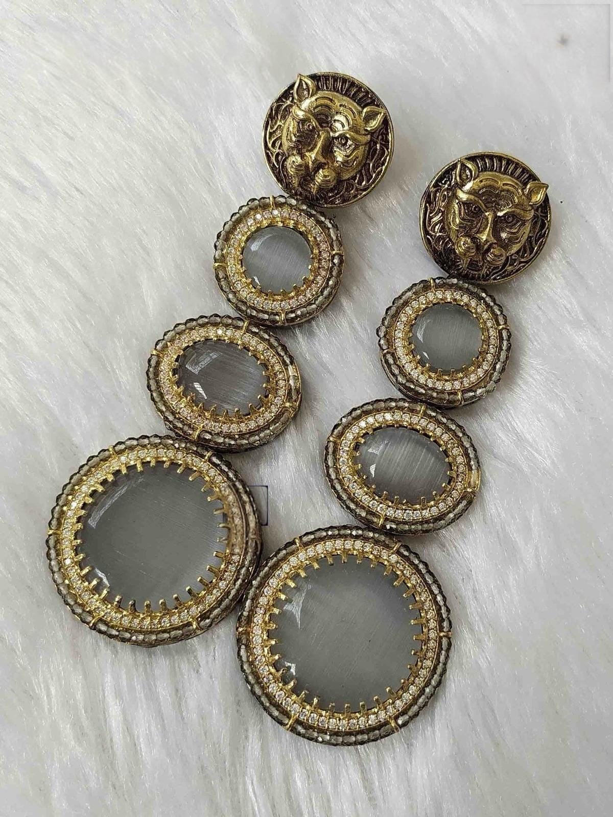 Sabyasachi inspired long earrings two tone