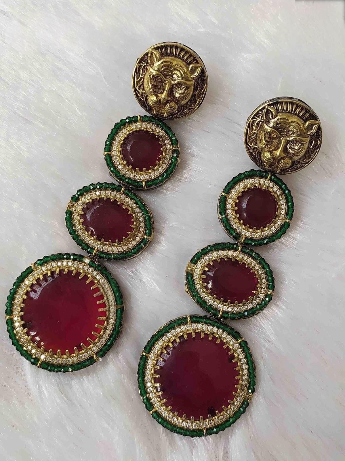 Sabyasachi inspired long earrings two tone