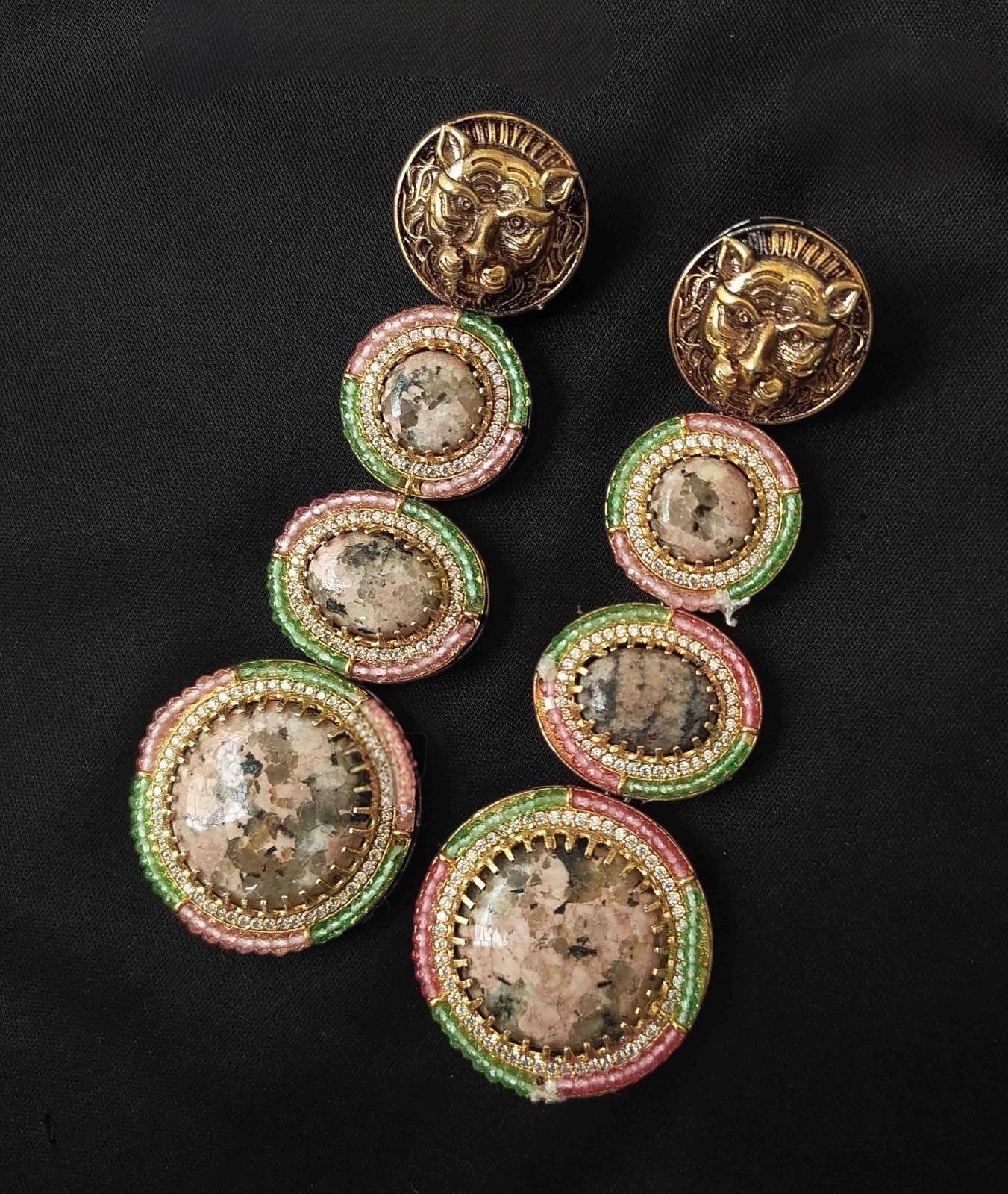 Sabyasachi inspired long earrings two tone