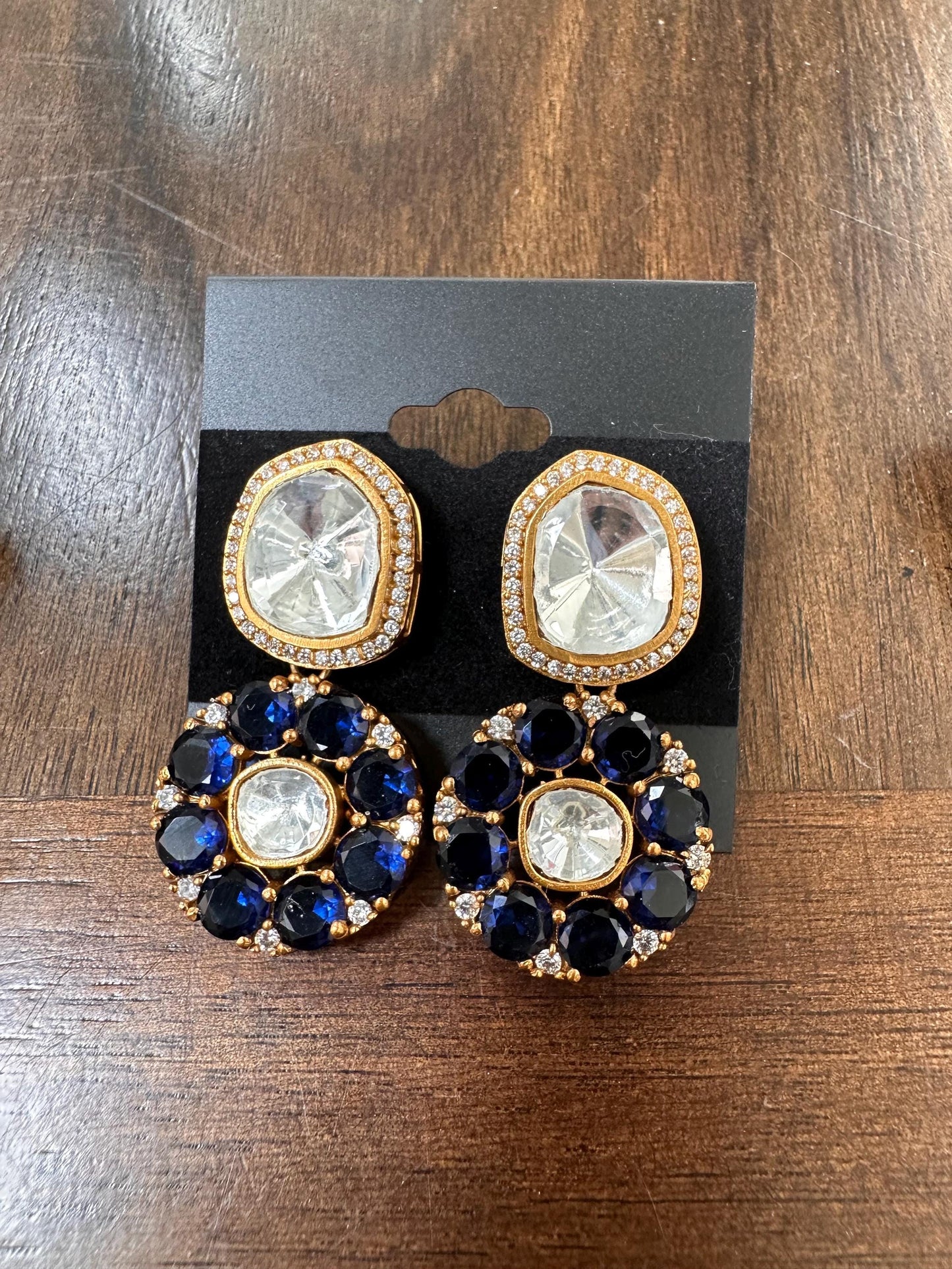 Chunky American Diamond and polki Dangle Earrings: Trendy Statement Jewelry