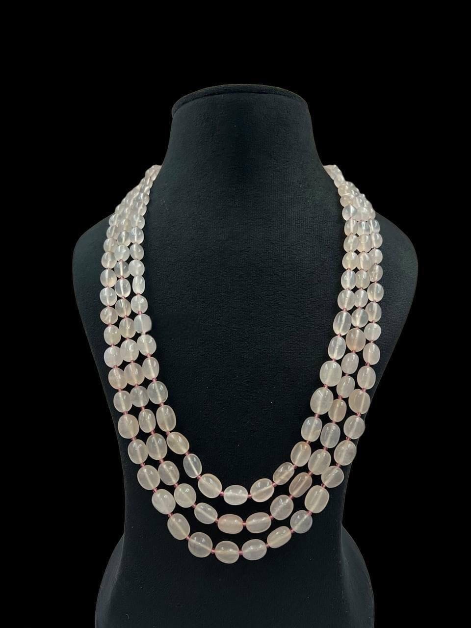 Beaded 3 Layered Necklace Set: Bollywood Style Gold Polished Jewelry