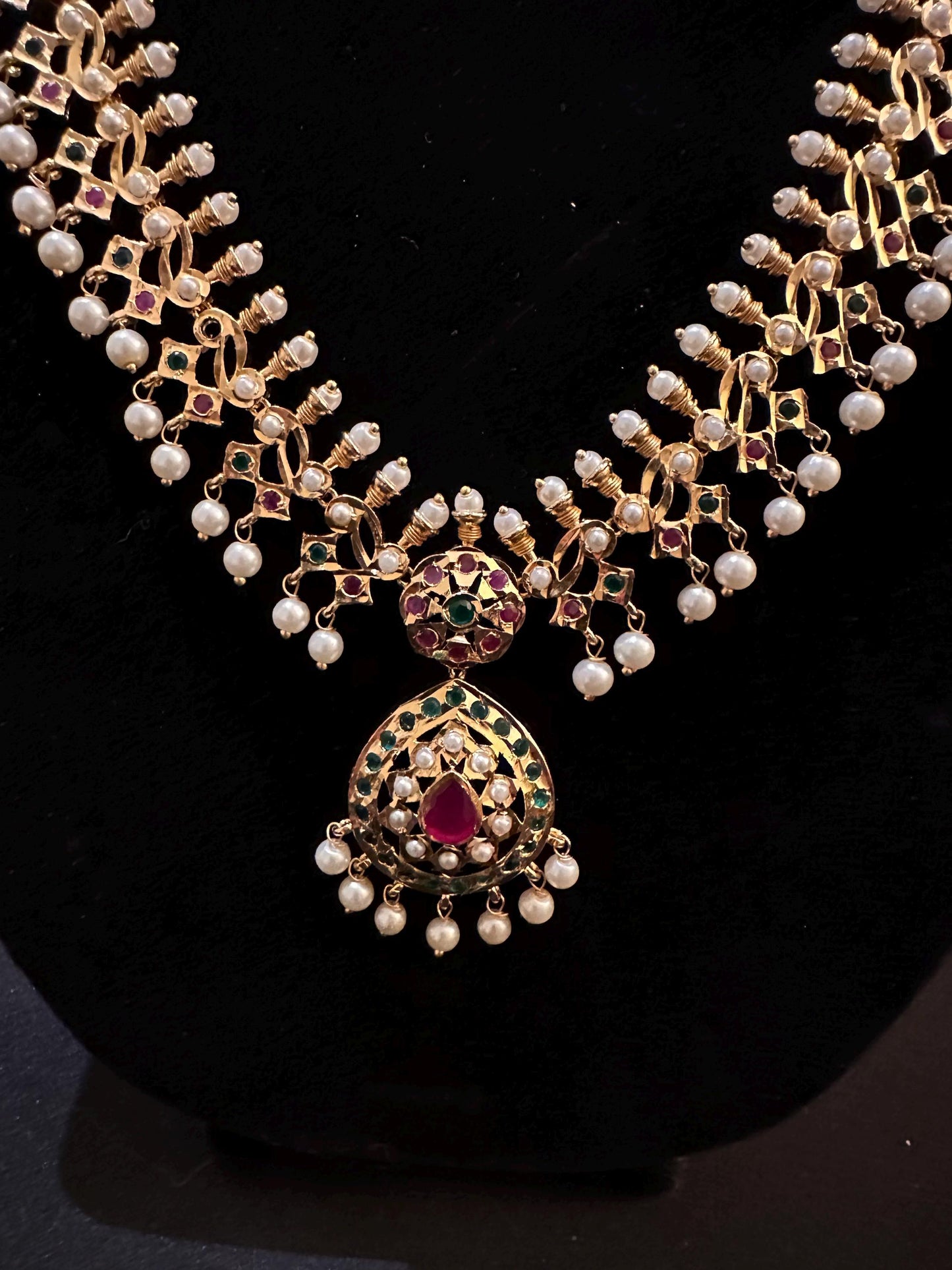 Jadau and pearls long Necklace: Bollywood Style