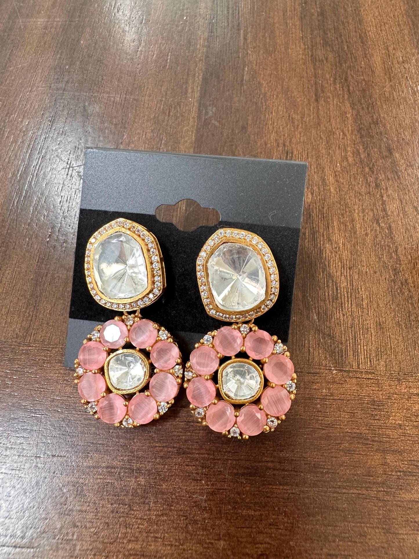 Chunky American Diamond and polki Dangle Earrings: Trendy Statement Jewelry