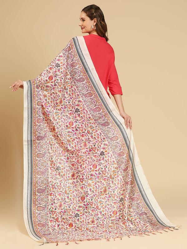 Floral Printed Art Silk Dupatta/shawl/stole
